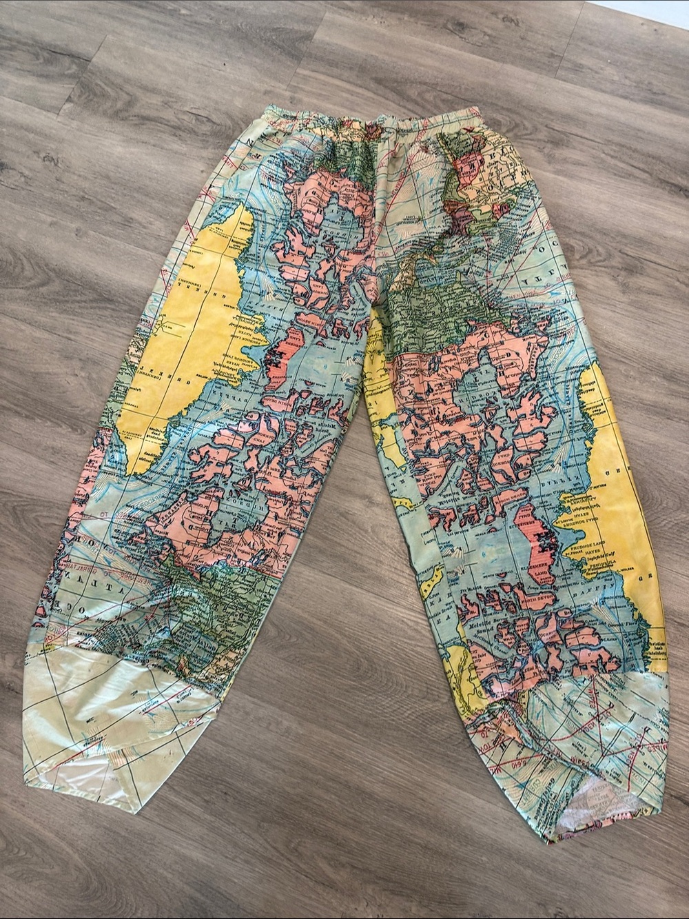 MissLook Pastel Map-Print pants size 2XL